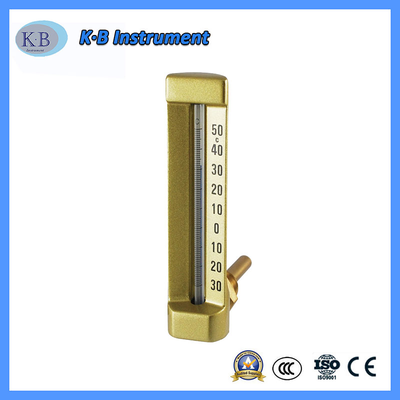 ميزان الحرارة الصناعية الخامس سلك مستقيم زاوية ميزان الحرارة النحاس الأصفر الذهب الوجه زجاج ميزان الحرارة